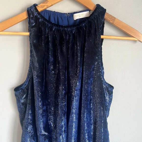 Ramy Brook Blue Shimmer Velvet Blouse - Picture 4 of 9